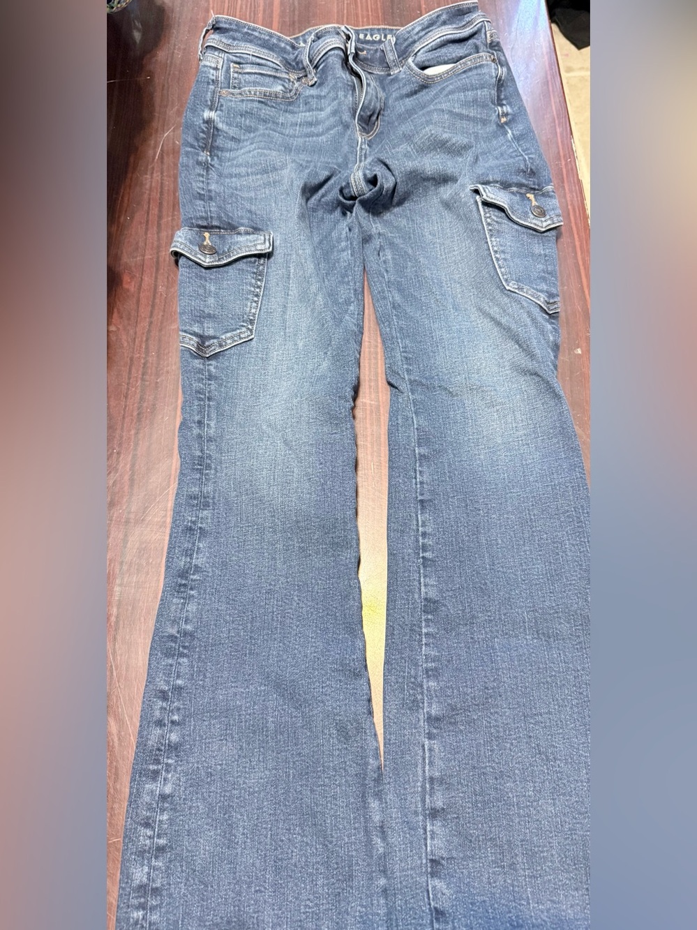 American Eagle Outfitters Dark Blue Flare Cargo Jeans